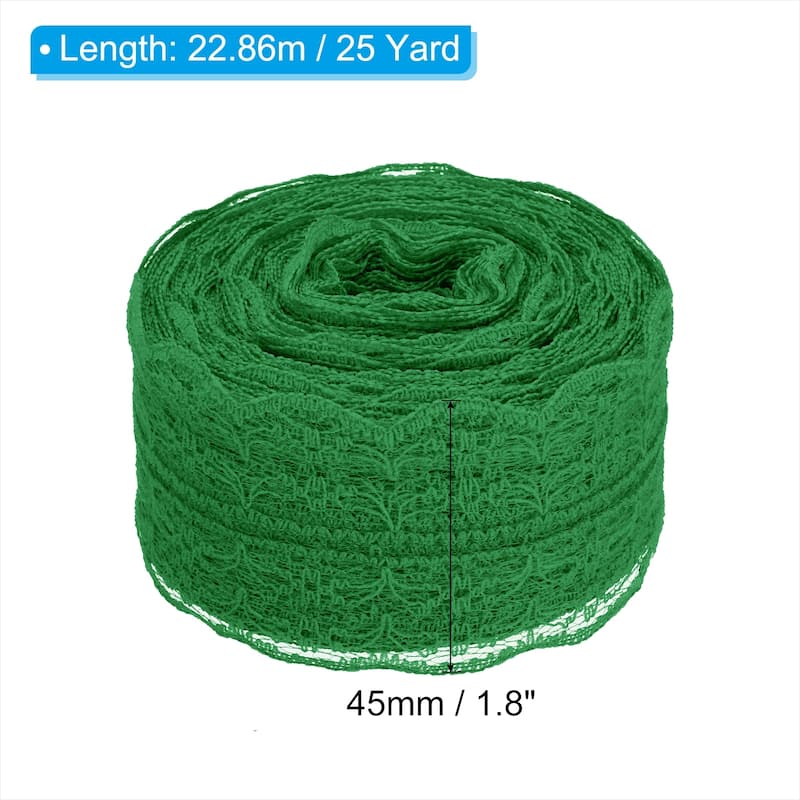 1.8" Wide 25 Yards Lace Trim Ribbon Sewing Lace Wrapping Decoration - Dark Green