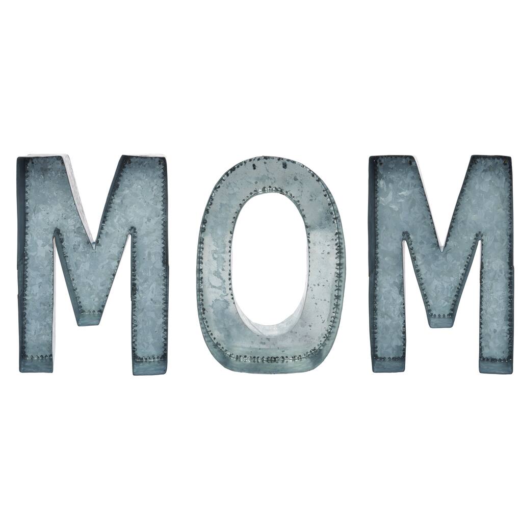 Transpac Metal 12 in. Gray Spring Mom Letters Planter Set of 3
