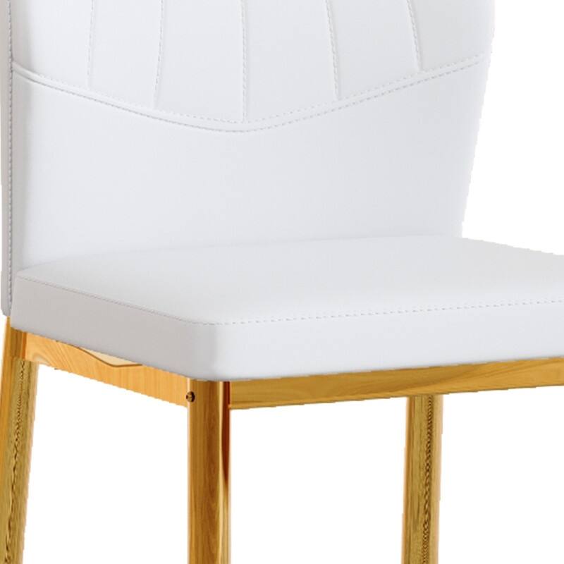 Set of 4 Modern Dining Chairs, 37" High - Ergonomic PU Backrest, Gold Metal Legs