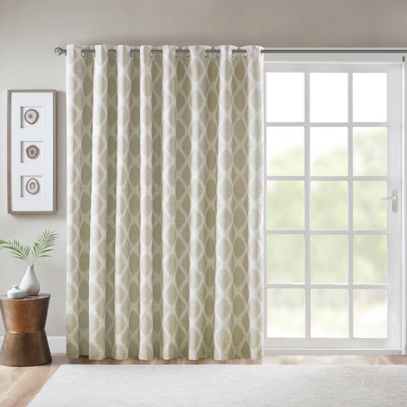 Printed Ikat Blackout Patio Curtain - taupe