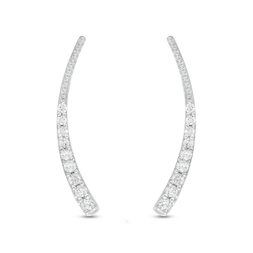 Sterling Silver Round Diamond 1/5CTW Crawler Earrings