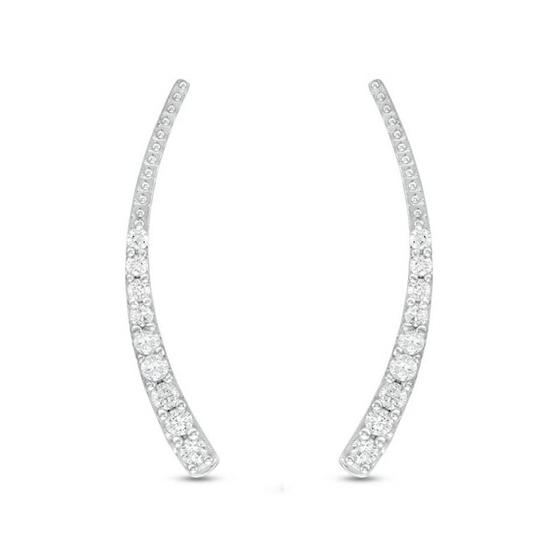 Sterling Silver Round Diamond 1/5CTW Crawler Earrings
