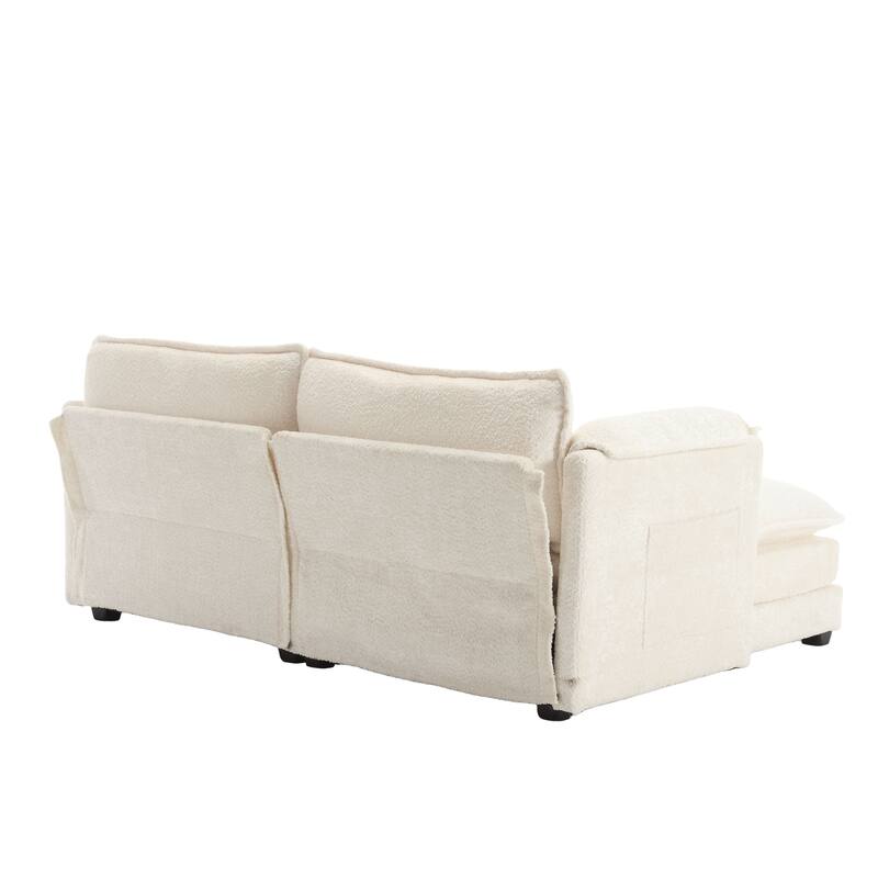 76'' Oversized Chenille Loveseat Sofa with Movable Ottoman Small Sofa for Apartment