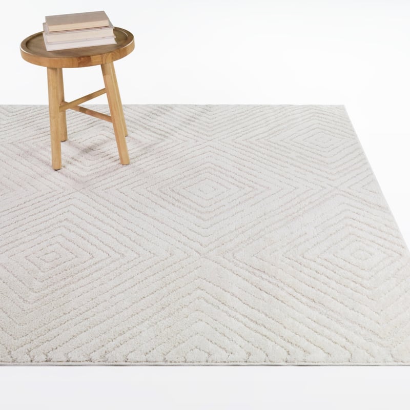 Jacobson Diamond Textured Indoor/Outdoor Area Rug - Cream - 5'3" x 7'