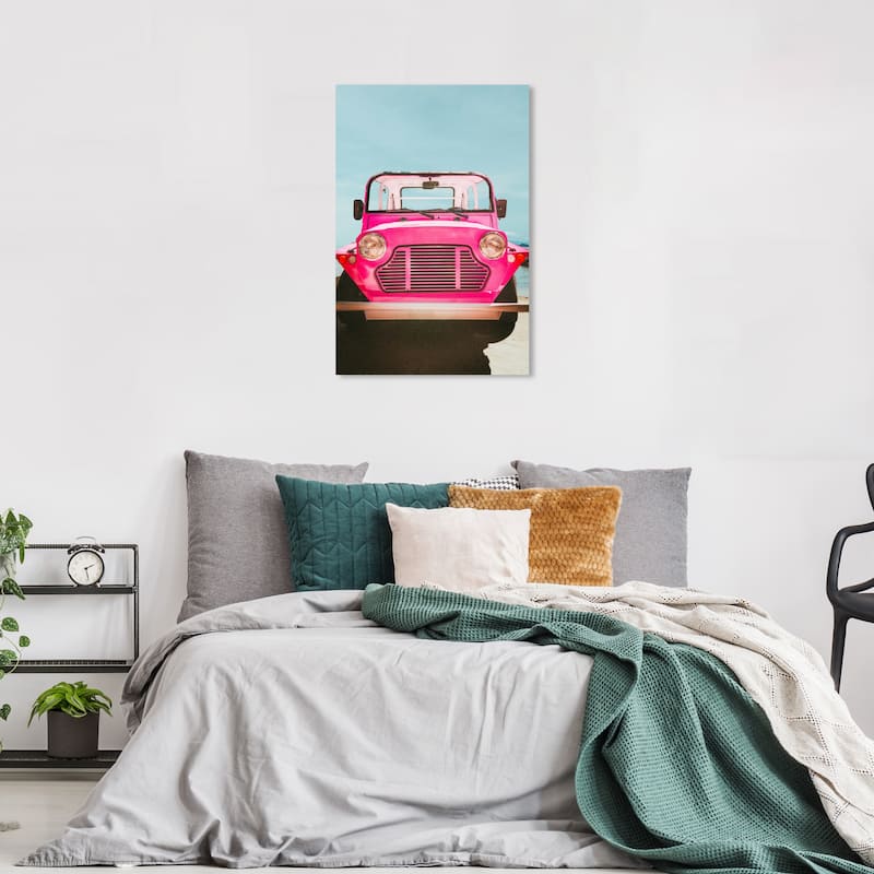 Wynwood Studio Canvas Transportation The Adventure Car Pink and Neon Pink Modern & Contemporary Wall Art Canvas Print - 36 x 24