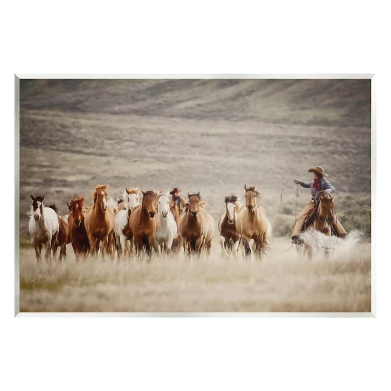 Stupell Cowboy Herding Horses Wall Plaque Art Design by PBurchettePhoto - 15 x 10