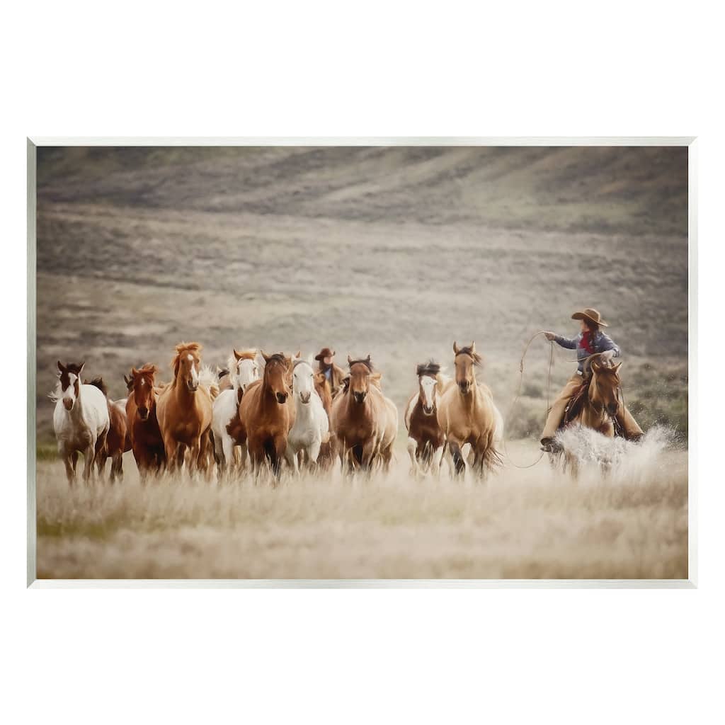 Stupell Cowboy Herding Horses Wall Plaque Art Design by PBurchettePhoto