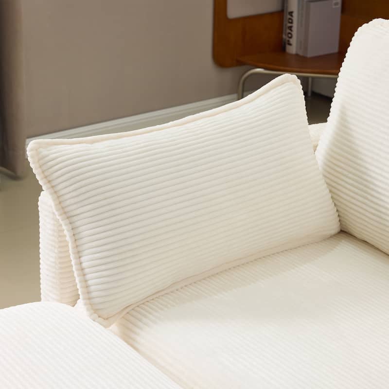 Corduroy Symmetrical Modular Couch U-shaped Sectional Sofa with 2 Ottoman Chaise Lounge and Throw Pillows for Living Room