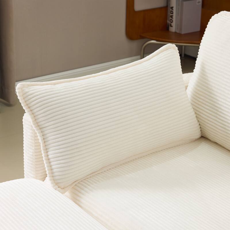 U-Shaped Modular Sectional Sofa with 2 Ottomans, Oversized Corduroy Upholstered Cloud Sofa, 4-Seater Sofa with 2 Throw Pillows