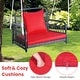preview thumbnail 7 of 5, Patio Rattan Porch Swing Hammock Chair with Seat Cushion-Red - 31.5" x 25.5" x 23"