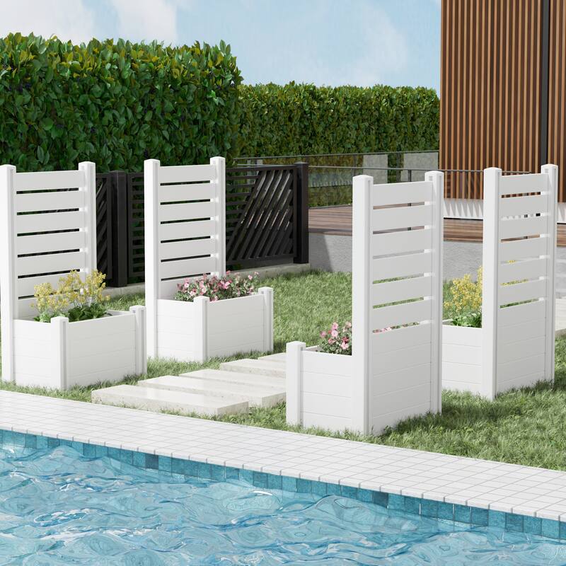 Outdoor PVC Privacy Raised Garden Bed Panels Planter Box With Ground Stakes