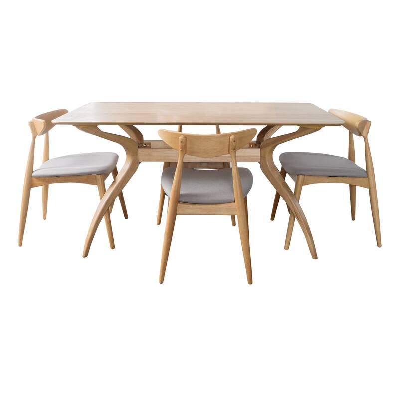 Carson Carrington Lund Mid-Century 5-piece Large Wood Rectangular Dining Set with Curved Legs by Christopher Knight Home