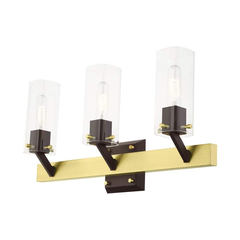 Livex Lighting 3-Light Satin Brass Vanity Sconce, 17823-12 - 23.75"W x 12"H x 5.5"D