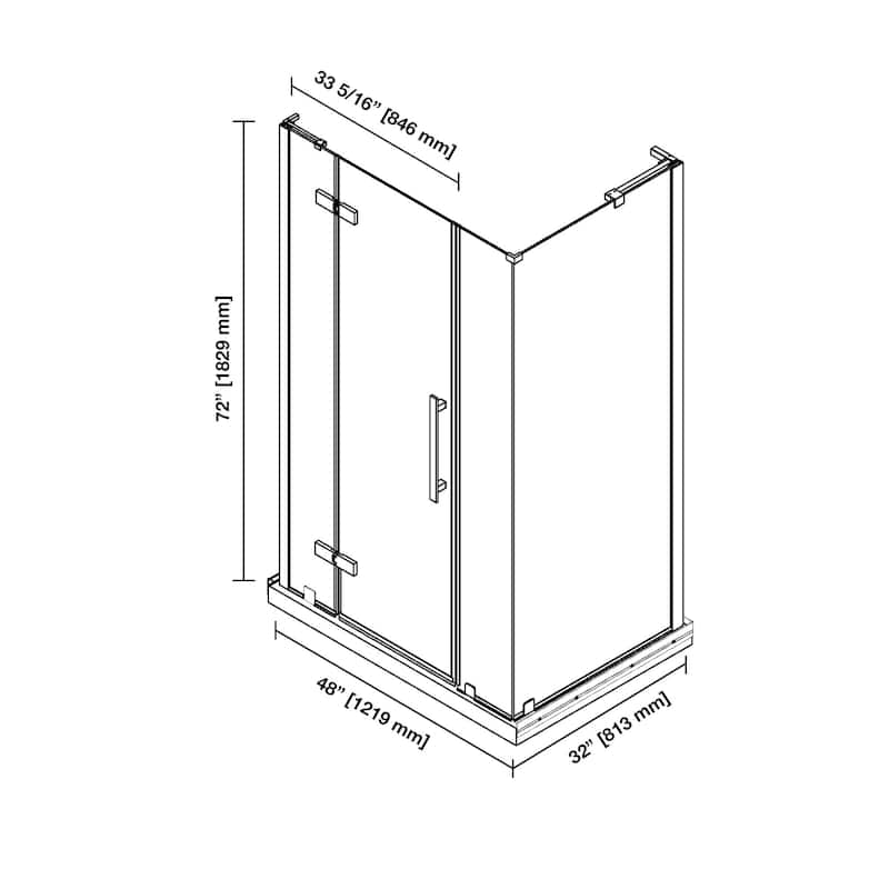 OVE Decors Tampa Corner Frameless Pivot Hinge Shower Door Kit with Base Pan, 2025