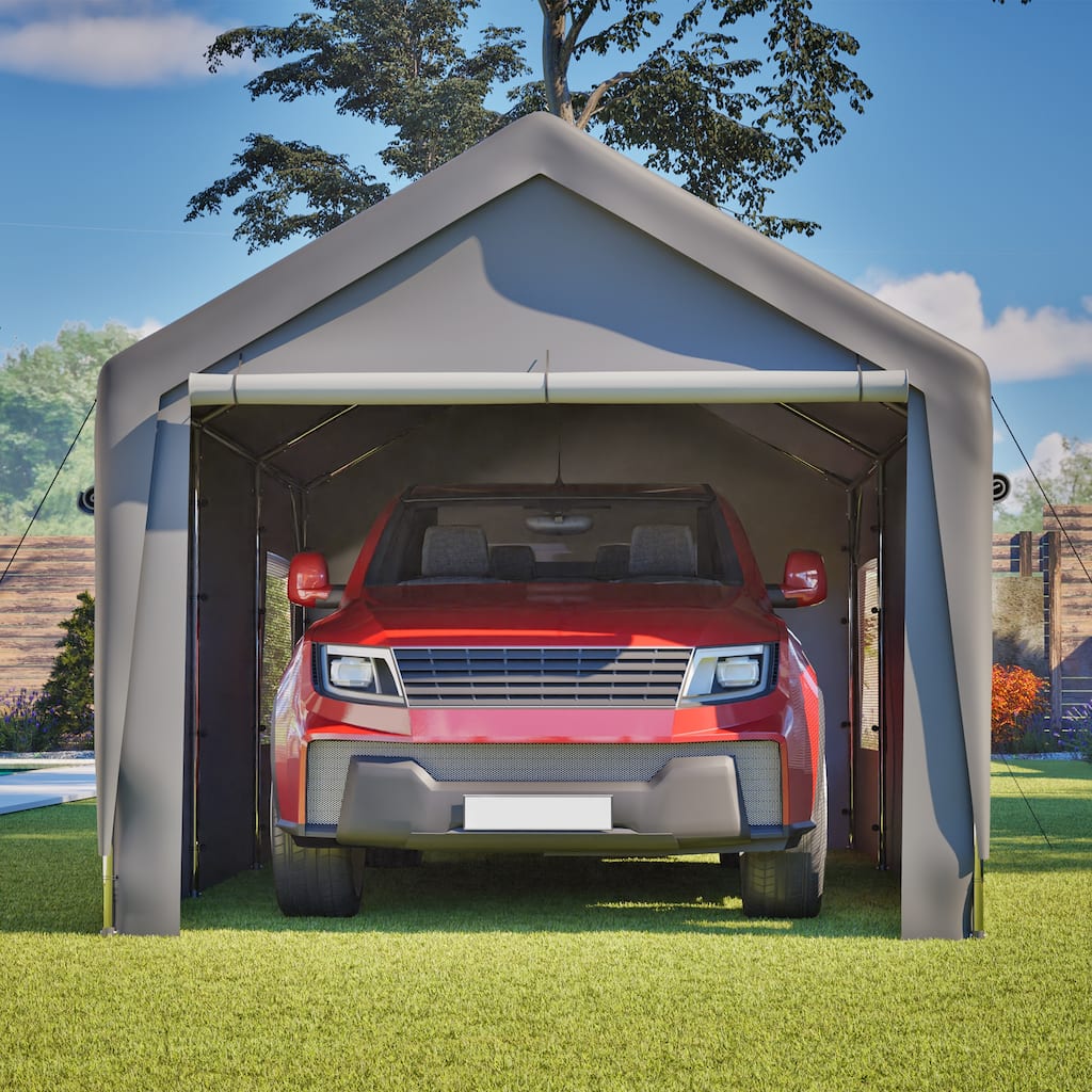 Anmytek Heavy Duty Carport Canopy with Galvanized Steel Frame, Portable Shelter for Vehicle Boat Storage & Outdoor Parties