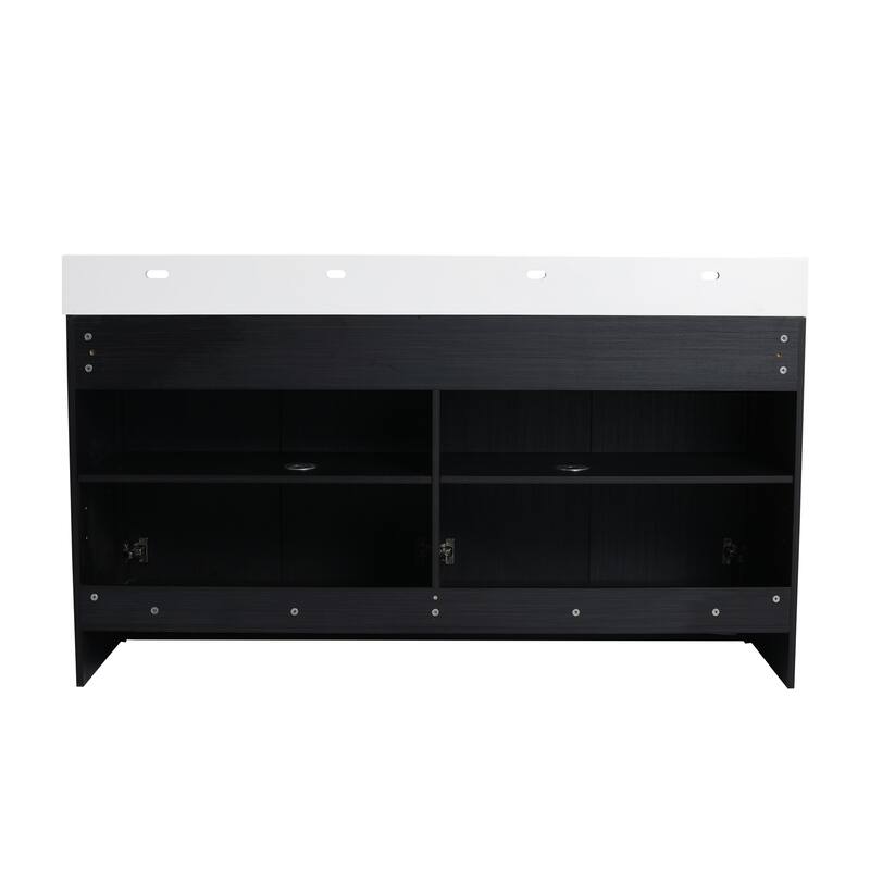 60 inch Plywood Freestanding Bathroom Vanity with Resin Double Sink - 60" x 18" x 35"