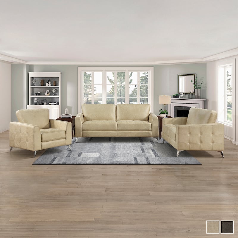 Cressey 3-Piece Microfiber Living Room Sofa Set