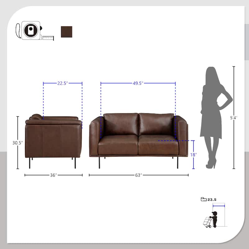 Nottawa 2-Piece Leather Living Room Sofa Set