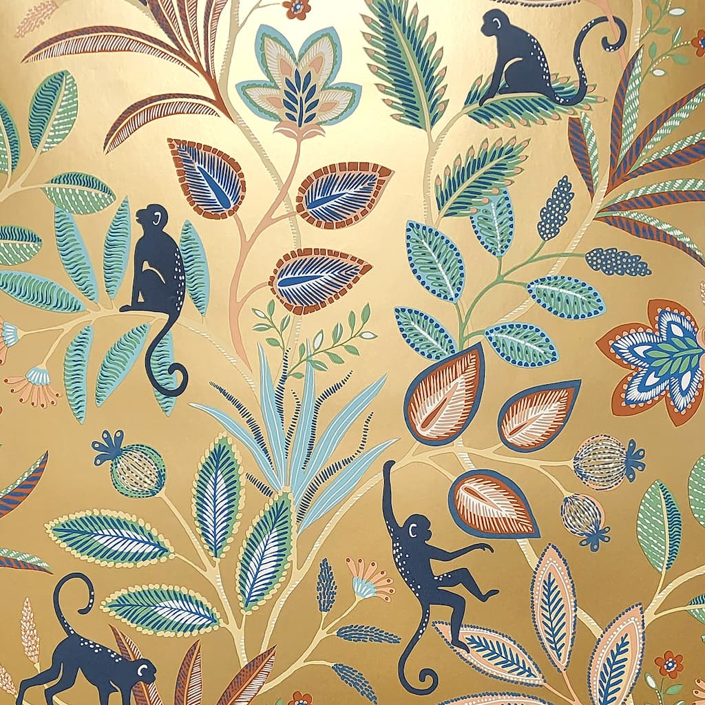 Fine Decor Kenzo Gold Monkey Walk Wallpaper