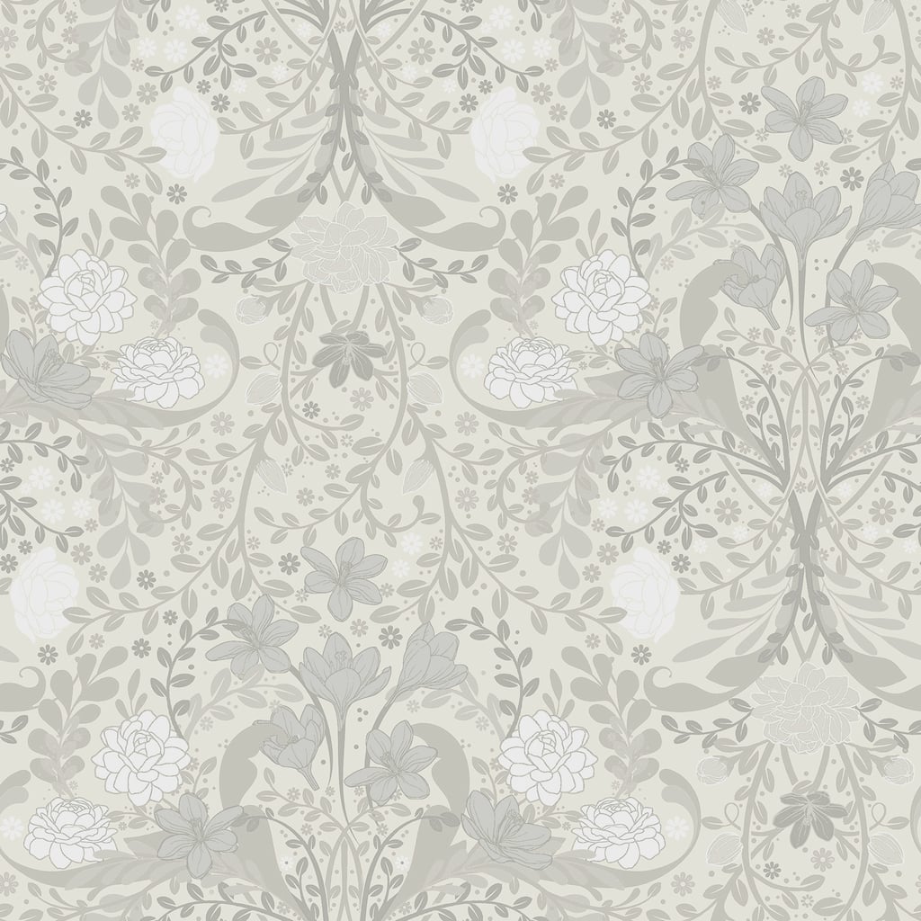 A-Street Prints Froso Light Grey Garden Damask Wallpaper