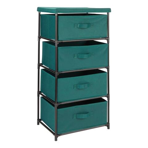 Green 4 Drawer Dresser, Fabric Clothes Storage Stand for Bedroom, Nursery, Closet Organizer