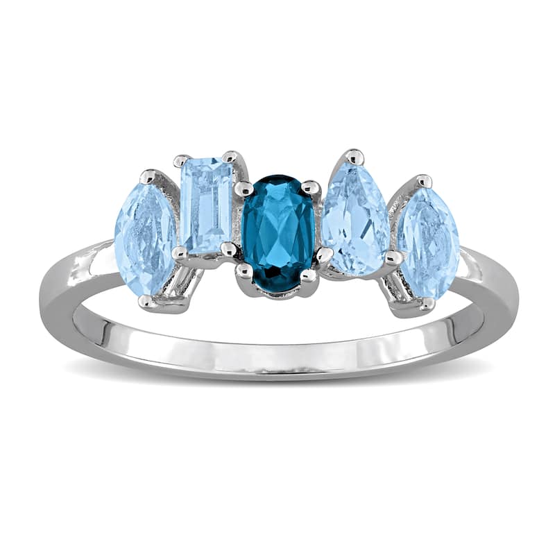 Miadora 1ct TGW Blue Topaz Five Stone Ring Sterling Silver