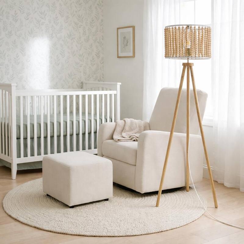Sofi Natural Wood Tripod Floor Lamp with Beaded Shade