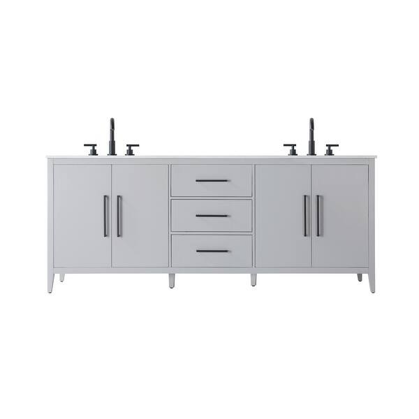 slide 2 of 11, Elegant Lighting VF29384D Millie 84" Free Standing Double Basin Vanity Gray