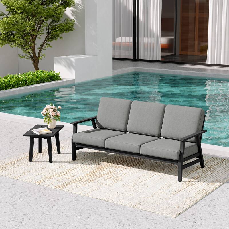 2-Piece Teak Outdoor Sofa Set with Table