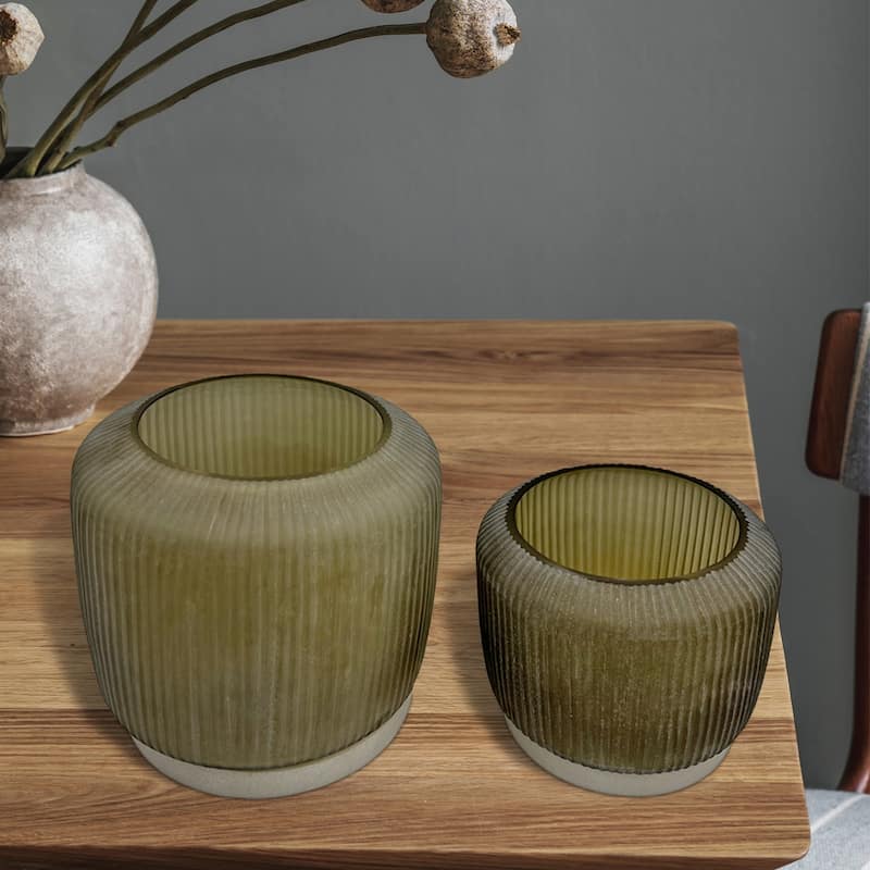 Set of 2 Decorative Handmade Glass Earthy Elegance Vase in Brown