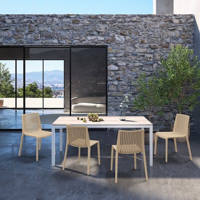 WRGHOME Modern Stacking Patio Dining Side Chair Indoor/Outdoor (Set of 2) - 32.28'' H X 21.26'' W X 22.04'' D