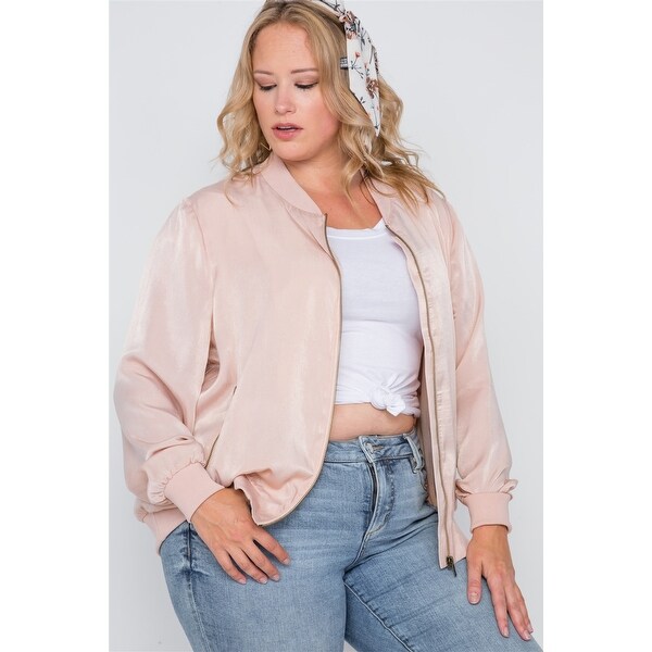 plus size pink bomber jacket