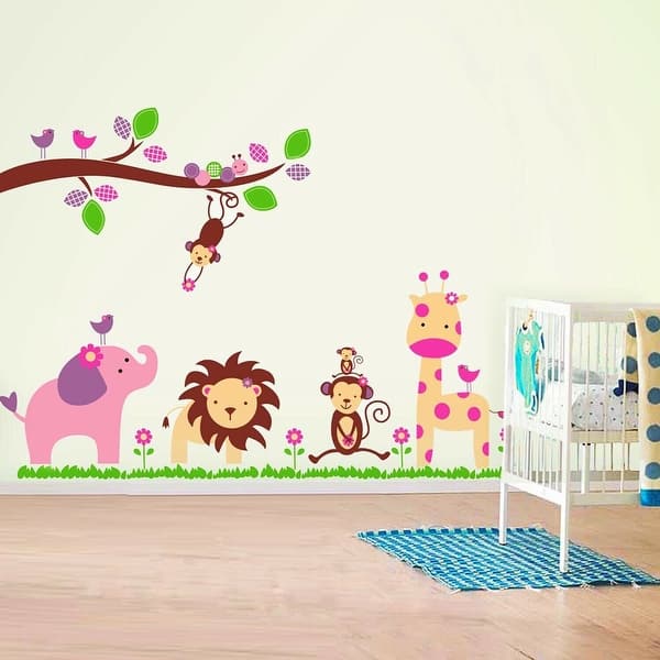 slide 2 of 4, Walplus Huge Animals Kids Wall Sticker Art Nursery Decoration Decal
