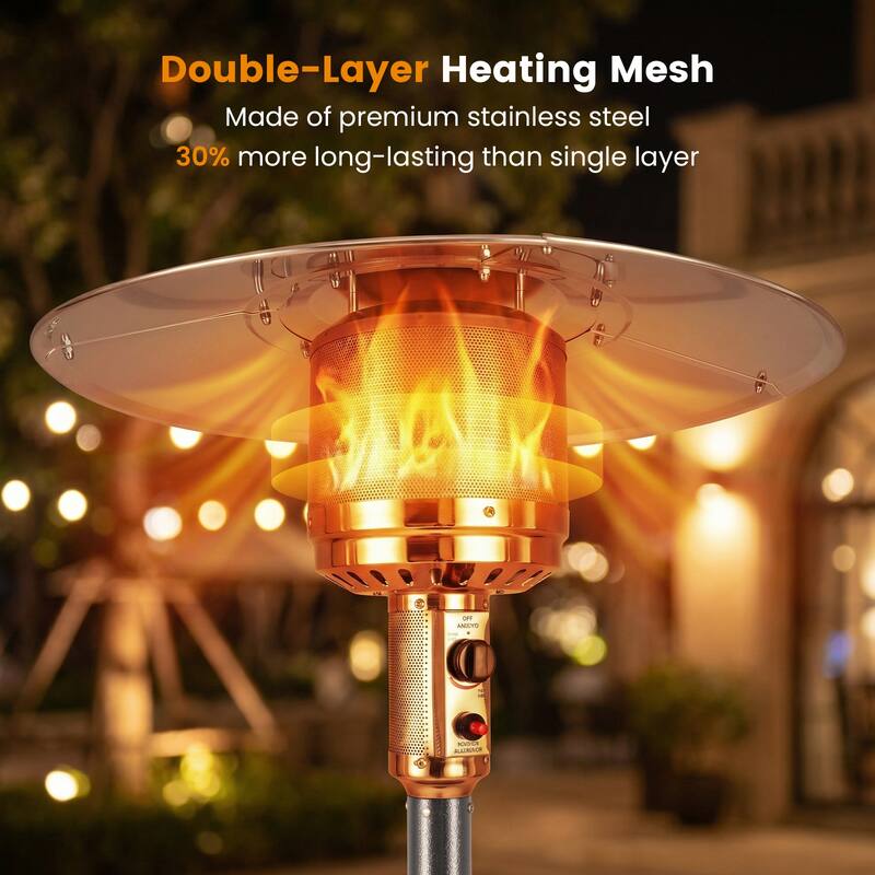 Gymax 50000 BTU Patio Propane Heater w/ Stainless Steel Burner & Safe