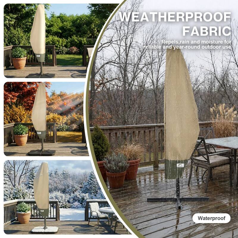 Aoodor Heavy Duty Patio Umbrella Cover for 9-12ft Cantilever Umbrella