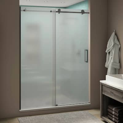 Coraline XL 60 - 64 in. x 80 in. Frameless Sliding Shower Door with Ultra-Bright Frosted Glass