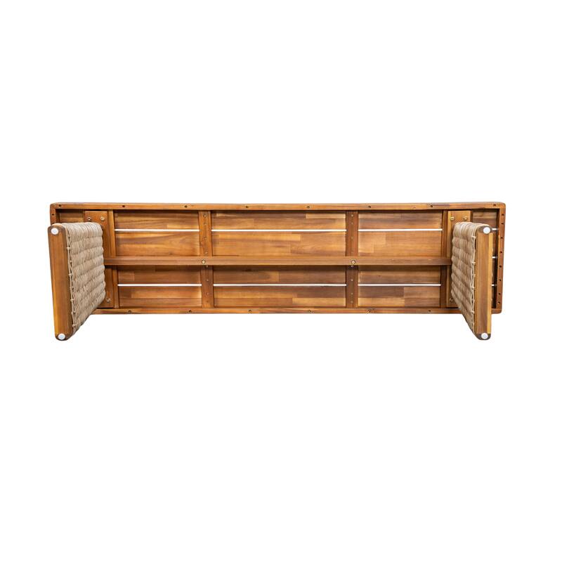 Christopher Knight Home - Lydia Outdoor Acacia Wood Dining Set with Handwoven Rattan Details and Slatted Tabletop