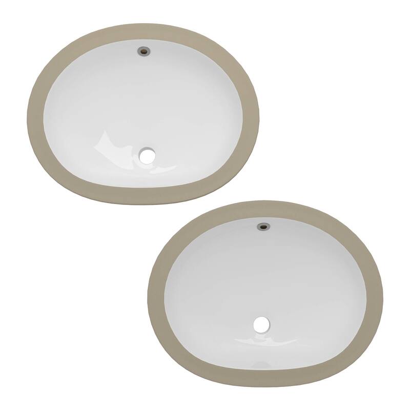 17" Oval Vitreous China Undermount Bathroom Sink With Overflow (2 Pack) - 17" Oval Undermount Bathroom Sink(2 Pack) - 17" Oval Undermount Bathroom Sink(2 Pack)