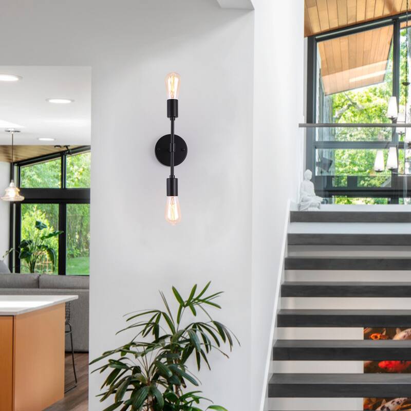 Set of 2 Modern Wall Lights, Farmhouse 2-light Bathroom Vanity Light, Wall Sconce for Dining Room Living Room Bedroom