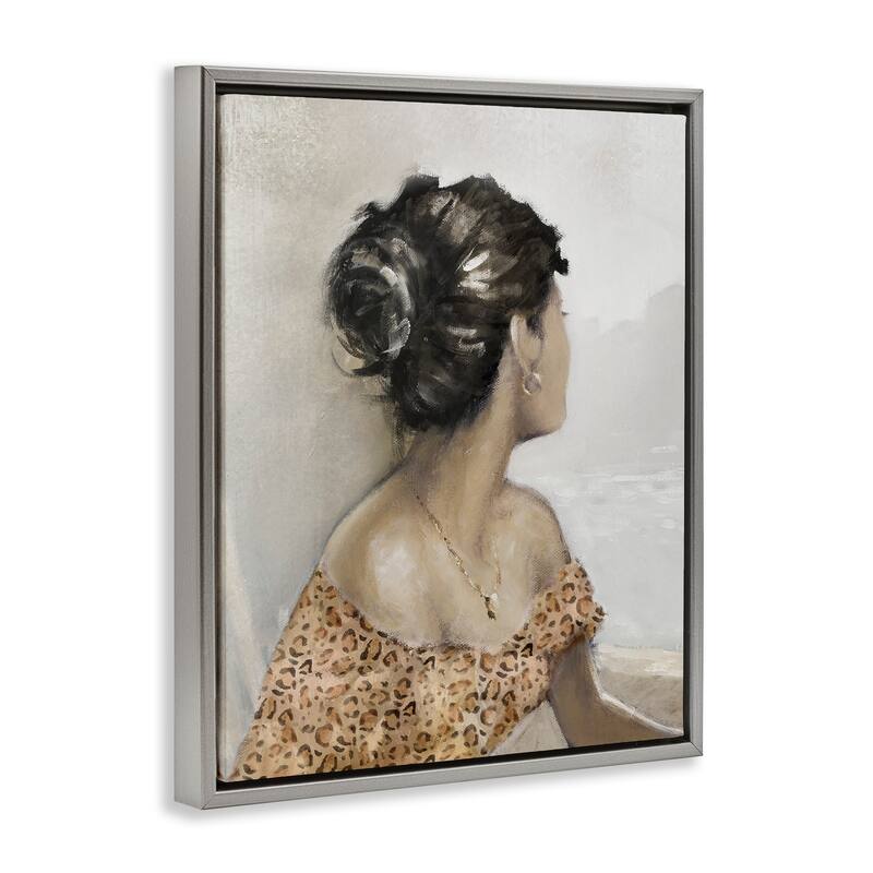 Stupell Woman Looking Away Portrait Framed Floater Canvas Wall Art Design By E. Anthony Orme