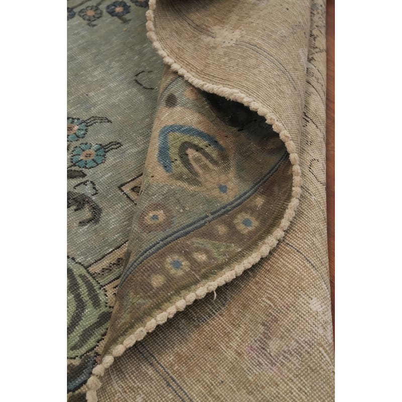 Hand Knotted Oriental 100% Wool Carpet Traditional Floral Greys & Charcoal Tabriz Area Rug - 11' 9'' X 9' 6''