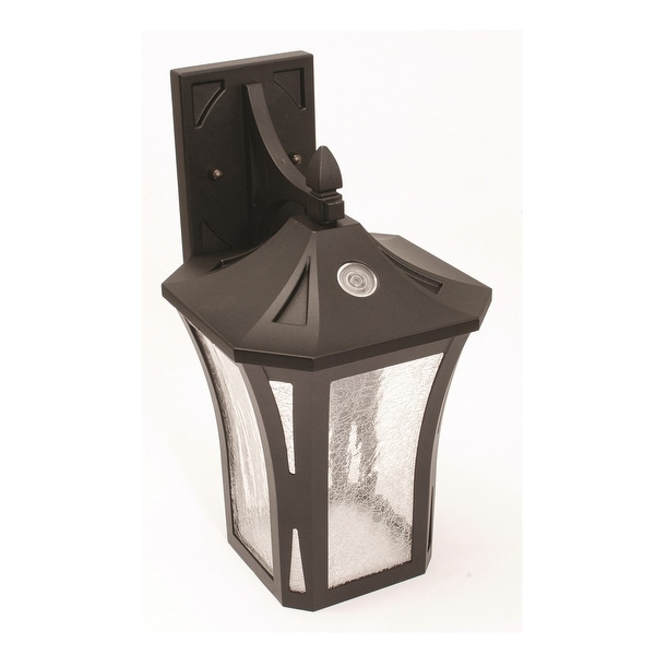 Stratford 1-light Black LED Outdoor Sconce, Clear Crackle Glass Shade. Opens flyout.