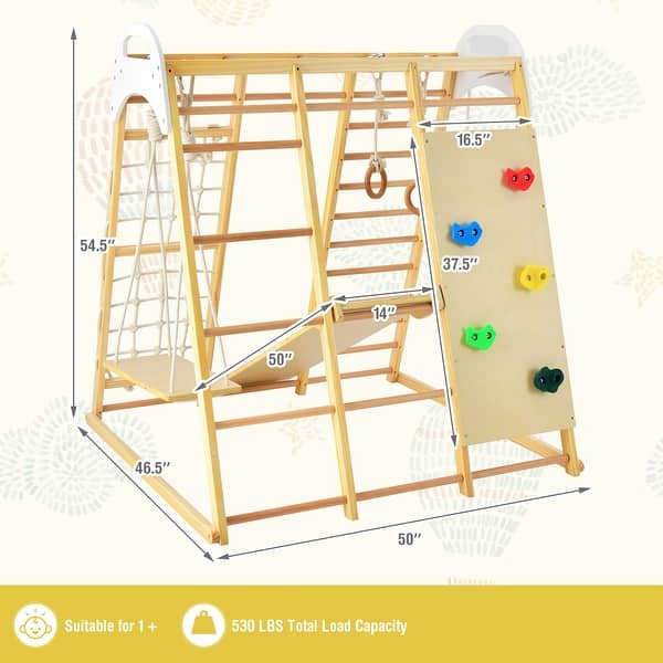 Costway 8-in-1 Jungle Gym Playset, Wooden Climber Play Set with Monkey