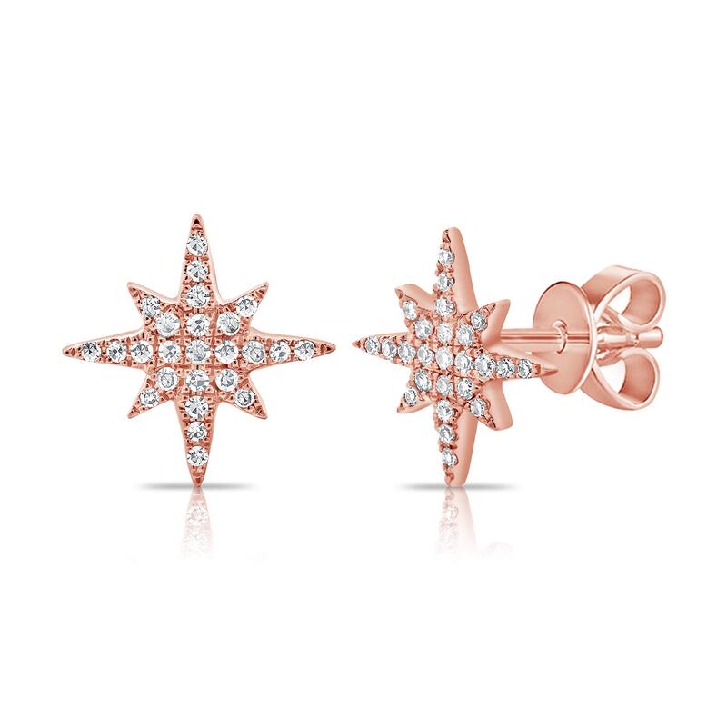 Joelle Collection Diamond Pave Starburst Stud Earrings 1/10 ct. t.w. 14K Gold