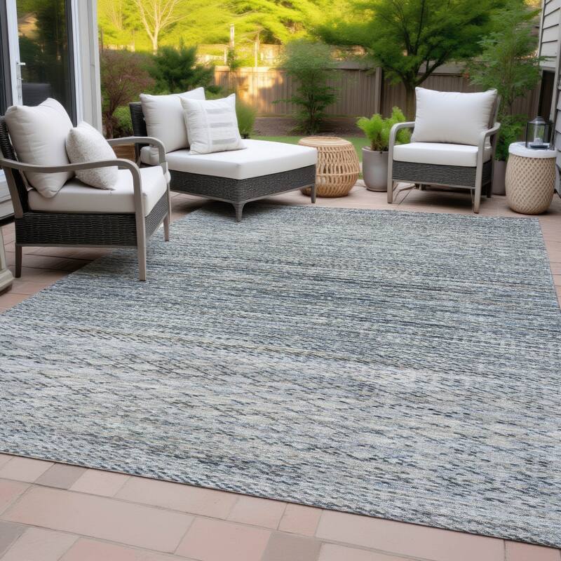 Machine Washable Indoor/Outdoor Modern Trellis Chantille Rug
