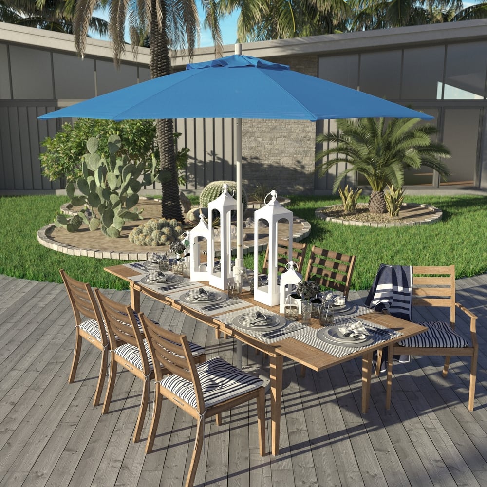 California Umbrella 9' Rd Golden State Series Patio Umbrella White Aluminum Frame Crank Lift Collar Tilt Olefin Royal Blue