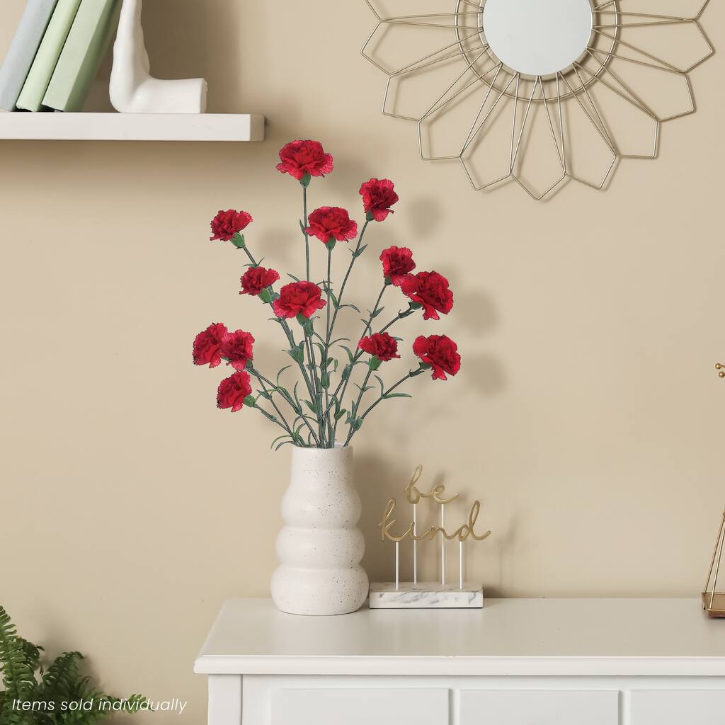 Mini Carnation Artificial Floral Spray - 27.5" - Crimson Red