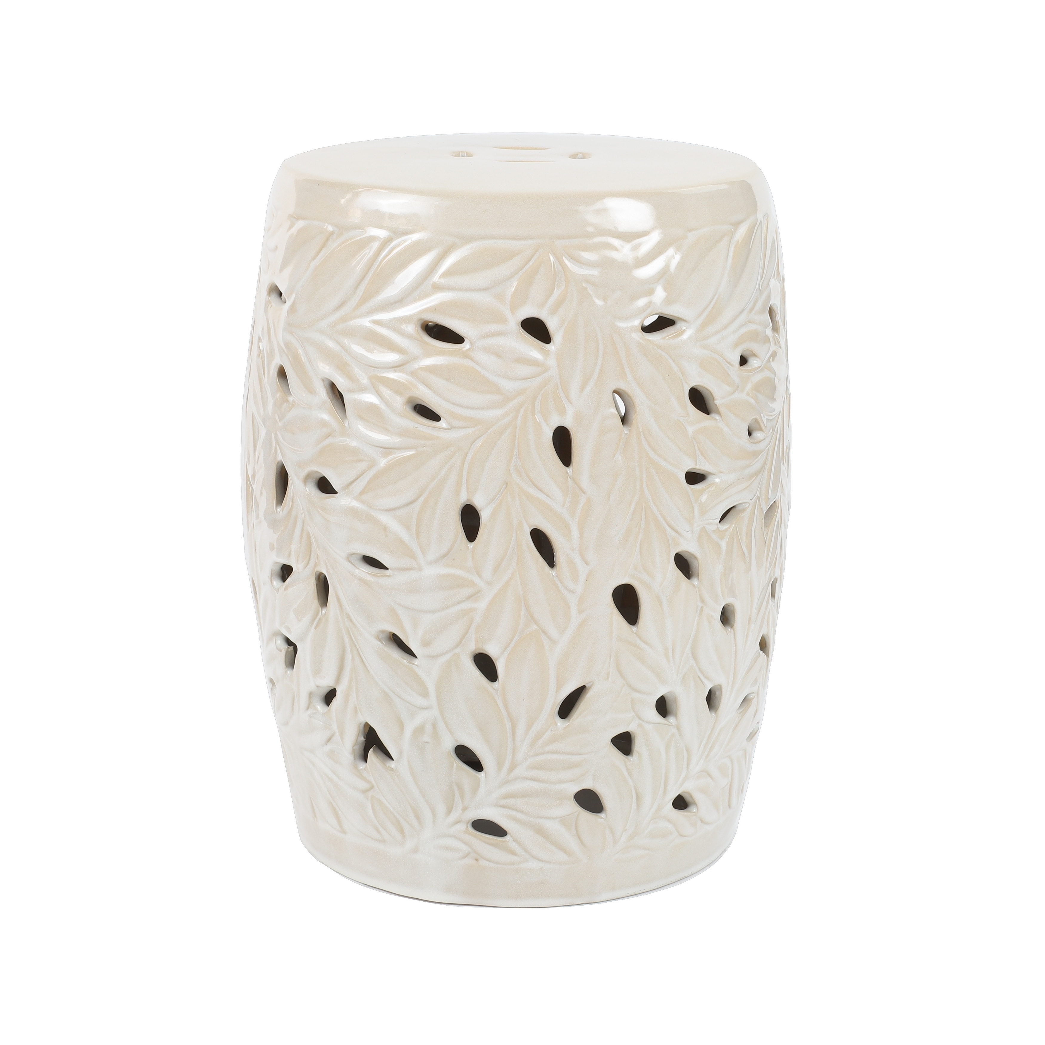 tobacco leaf garden stool Euro Ceramica 18 Olivia Leaf Decorative Garden Stool, Size: White