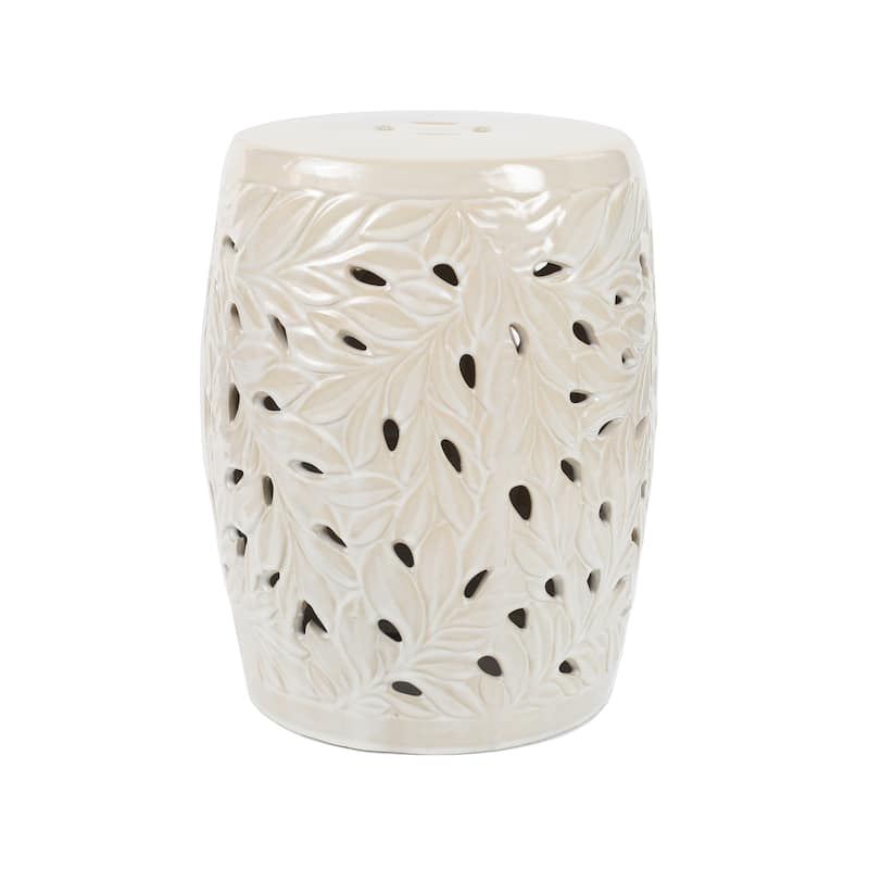 Euro Ceramica 18“ ”Olivia Leaf Decorative Garden Stool