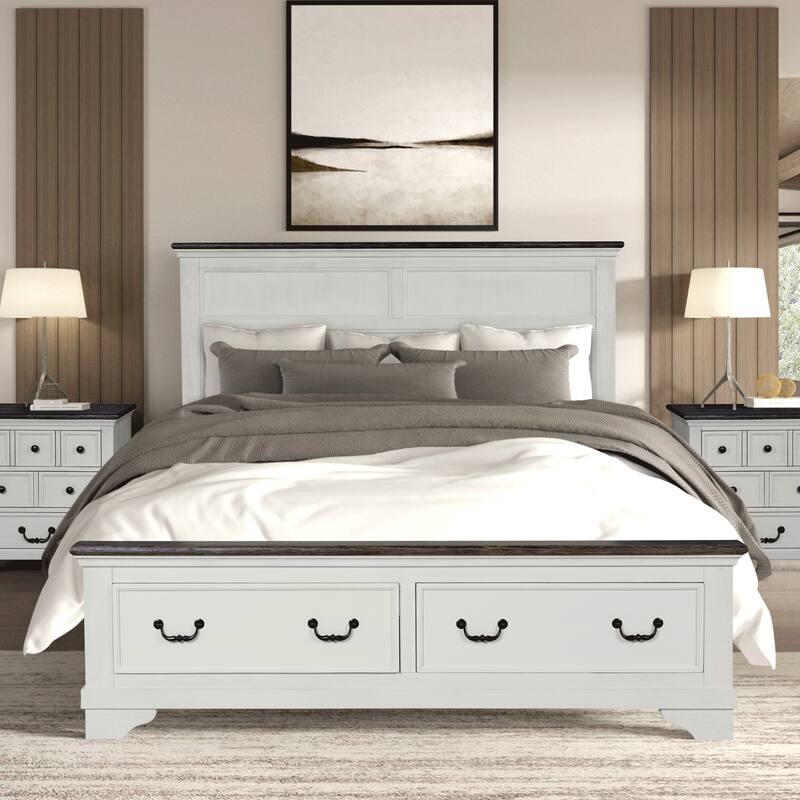 Furniture of America Eryndor Modern White Solid Wood Platform Bed